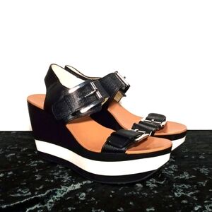 MICHAEL KORS Black and White Wedge Sandals